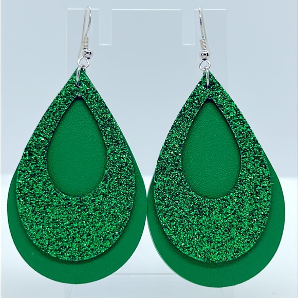 Faux Leather Dangle Earrings - Picture 1 of 4